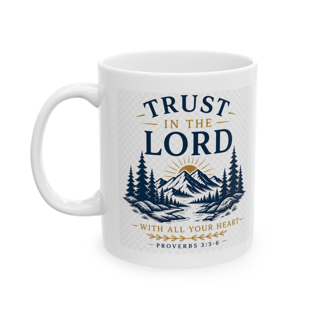 Mug — 'Trust the Lord' Inspirational Christian Coffee Mug with Forest Design (11oz/15oz)