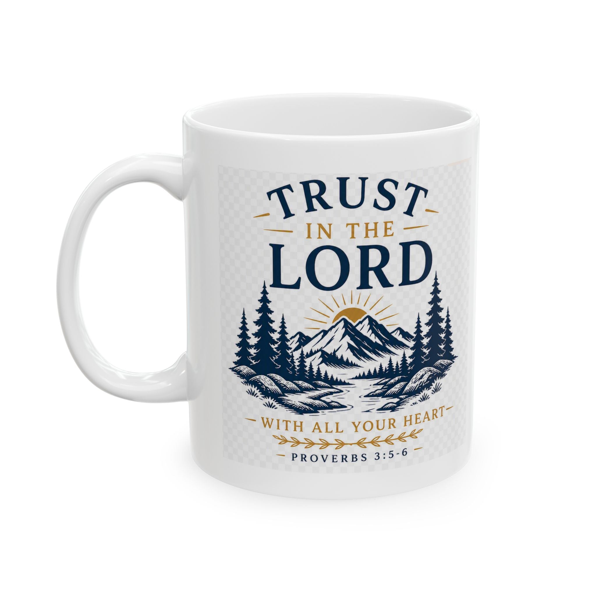 Mug — 'Trust the Lord' Inspirational Christian Coffee Mug with Forest Design (11oz/15oz)