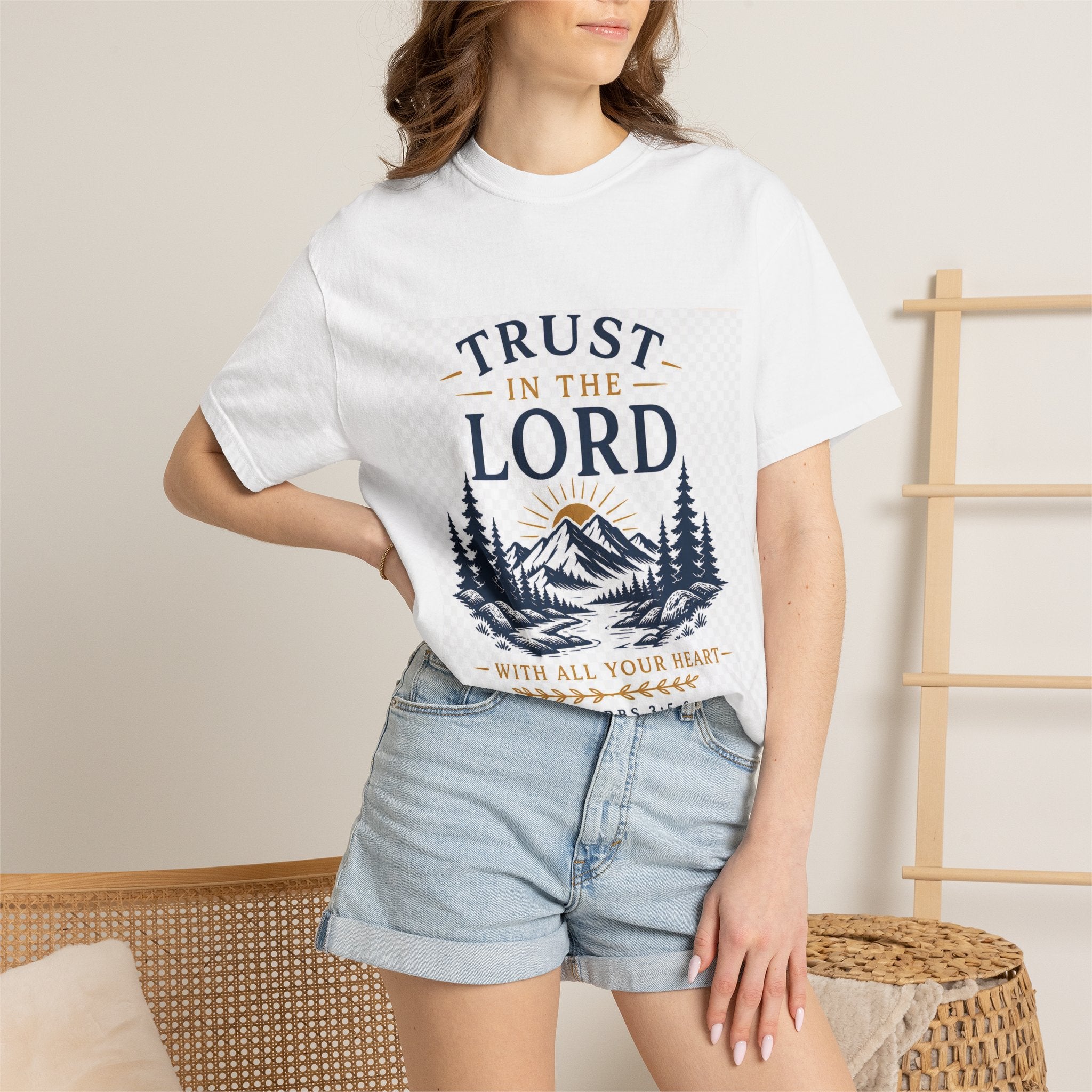 Trust in the Lord Mountain T-Shirt — Proverbs 3:5-6 Christian Faith Tee