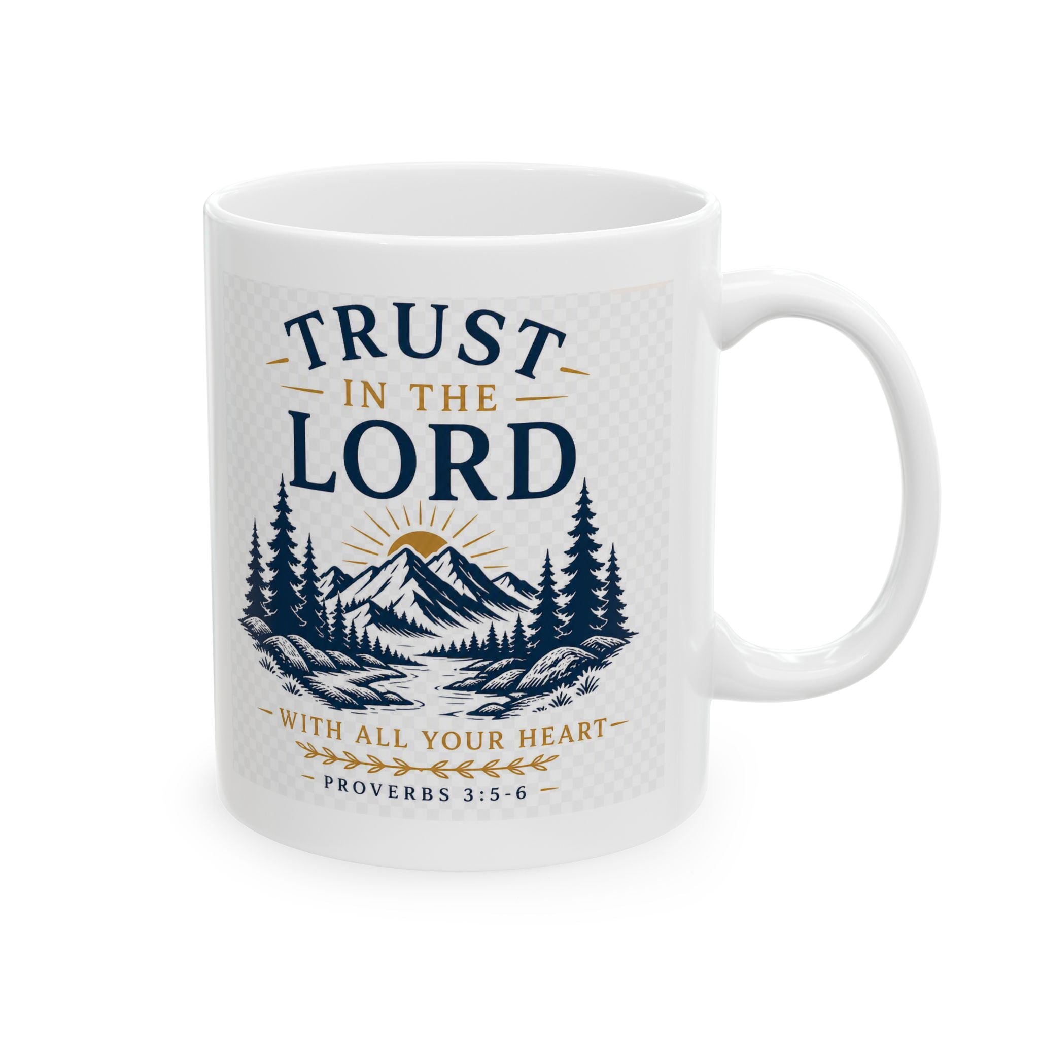 Mug — 'Trust the Lord' Inspirational Christian Coffee Mug with Forest Design (11oz/15oz)