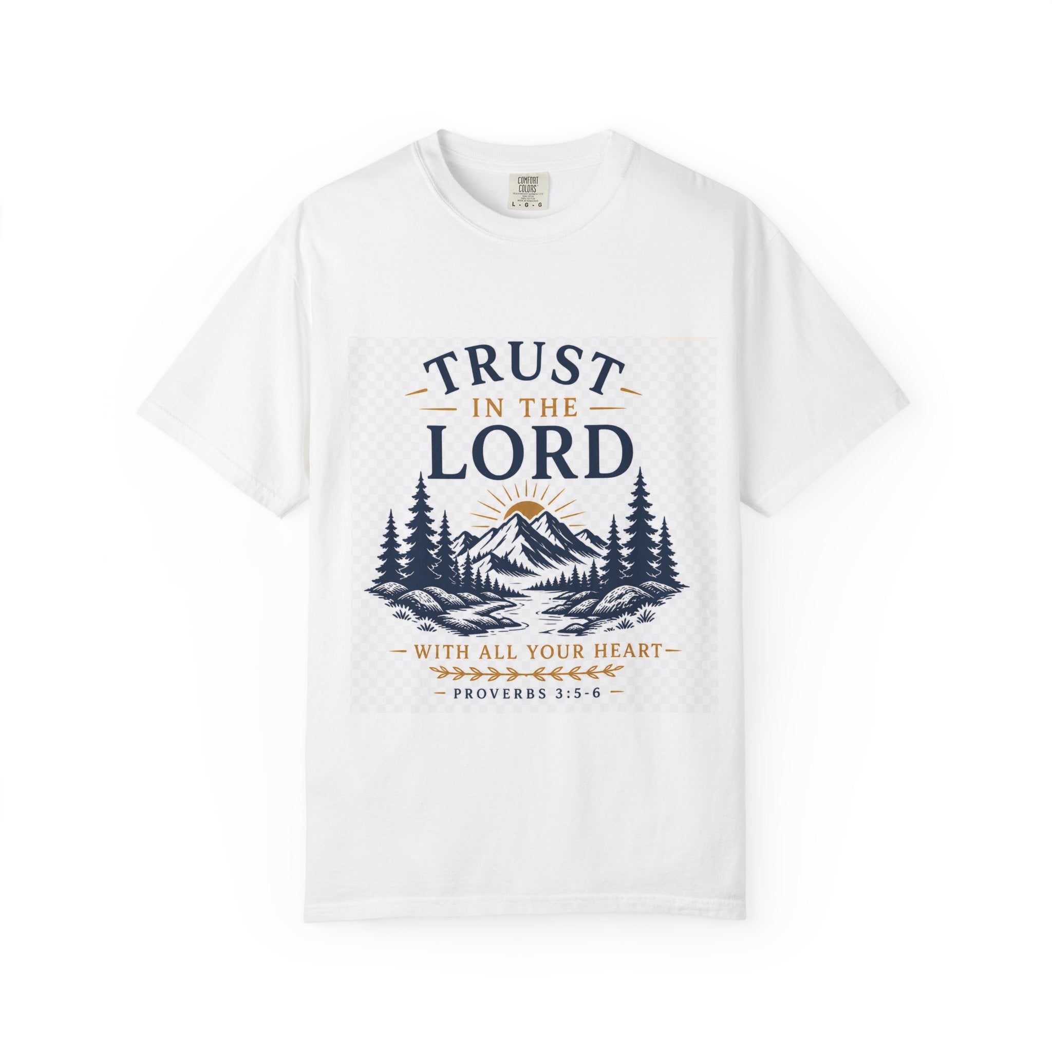 Trust in the Lord Mountain T-Shirt — Proverbs 3:5-6 Christian Faith Tee
