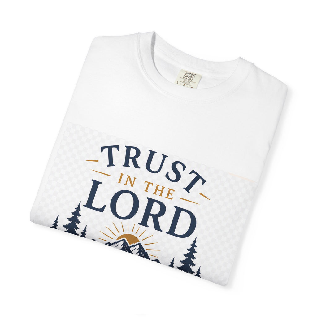 Trust in the Lord Mountain T-Shirt — Proverbs 3:5-6 Christian Faith Tee
